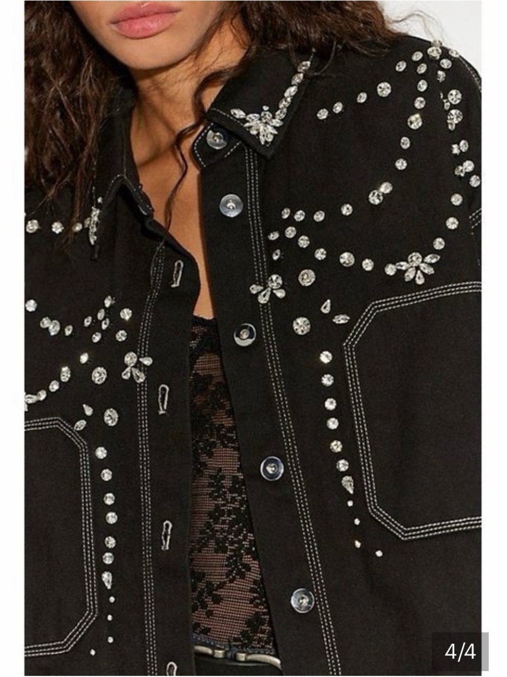 Free People Black Bells Embellished Shacket In Black Size Medium - Picture 4 of 4
